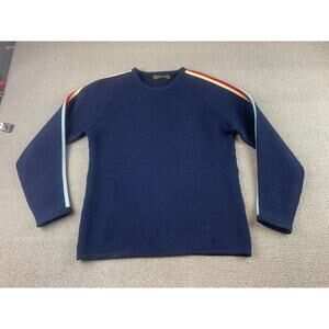 Demetre Wool Sweater Women‎ S Navy Stripe Sleeve Vintage Ski Pullover